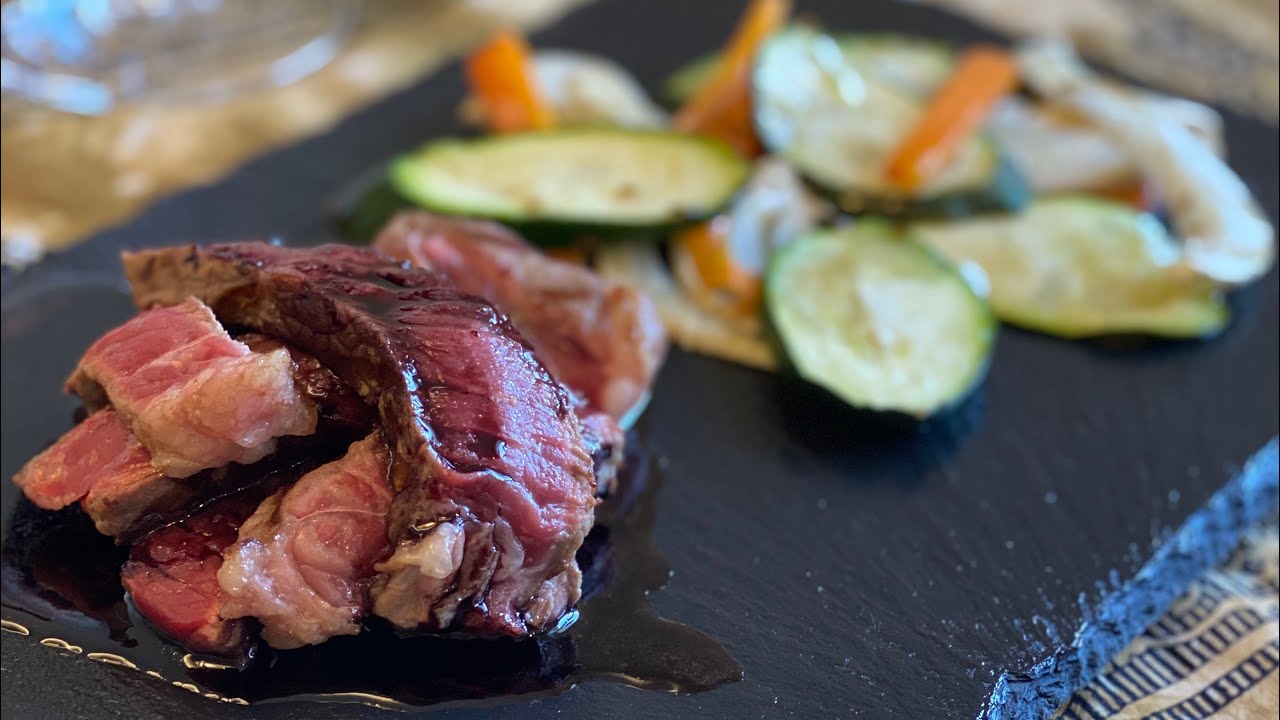 Tagliata e riduzione al vino rosso