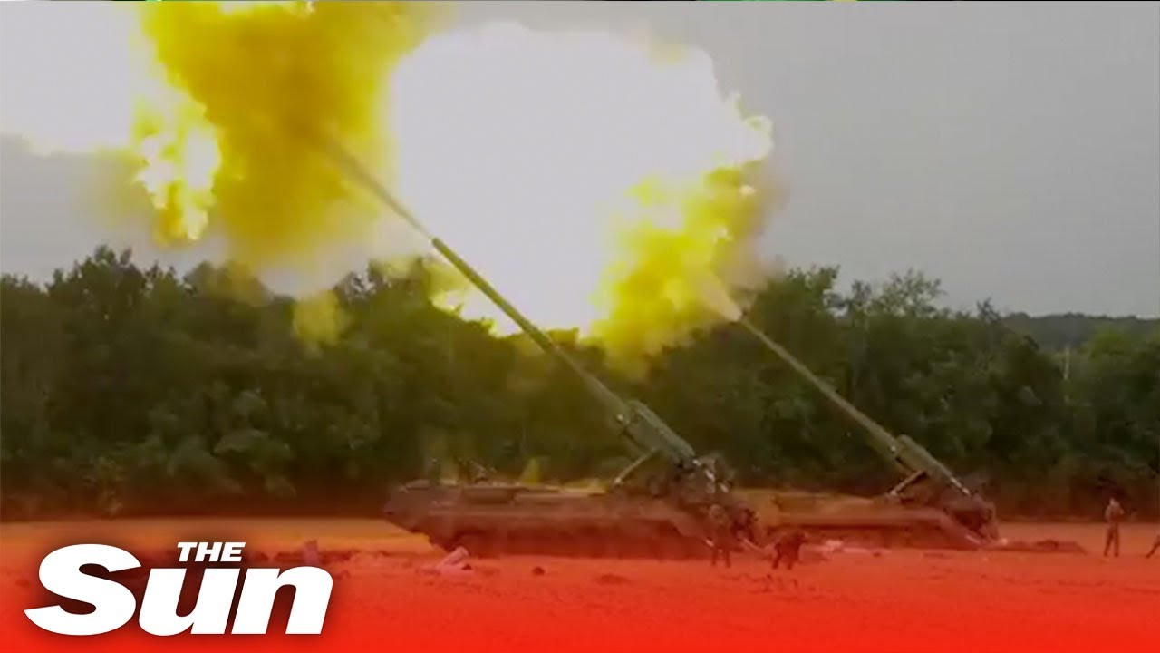 Russian forces fire Howitzers at Ukrainian artillery and missile systems