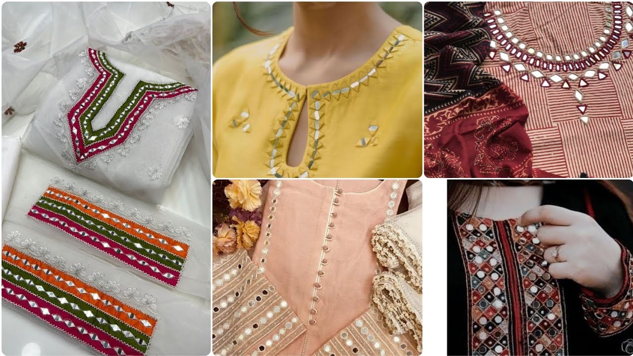 Mirror work dress design 2024| Mirror work kurti design  2024 |  mirror work neck design
