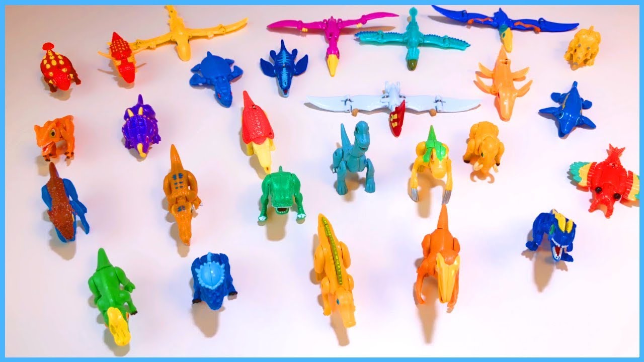 Learn dinosaurs names and English colors of 27 dinosaurs. Dino mecard toys play for kdis | JoyToy