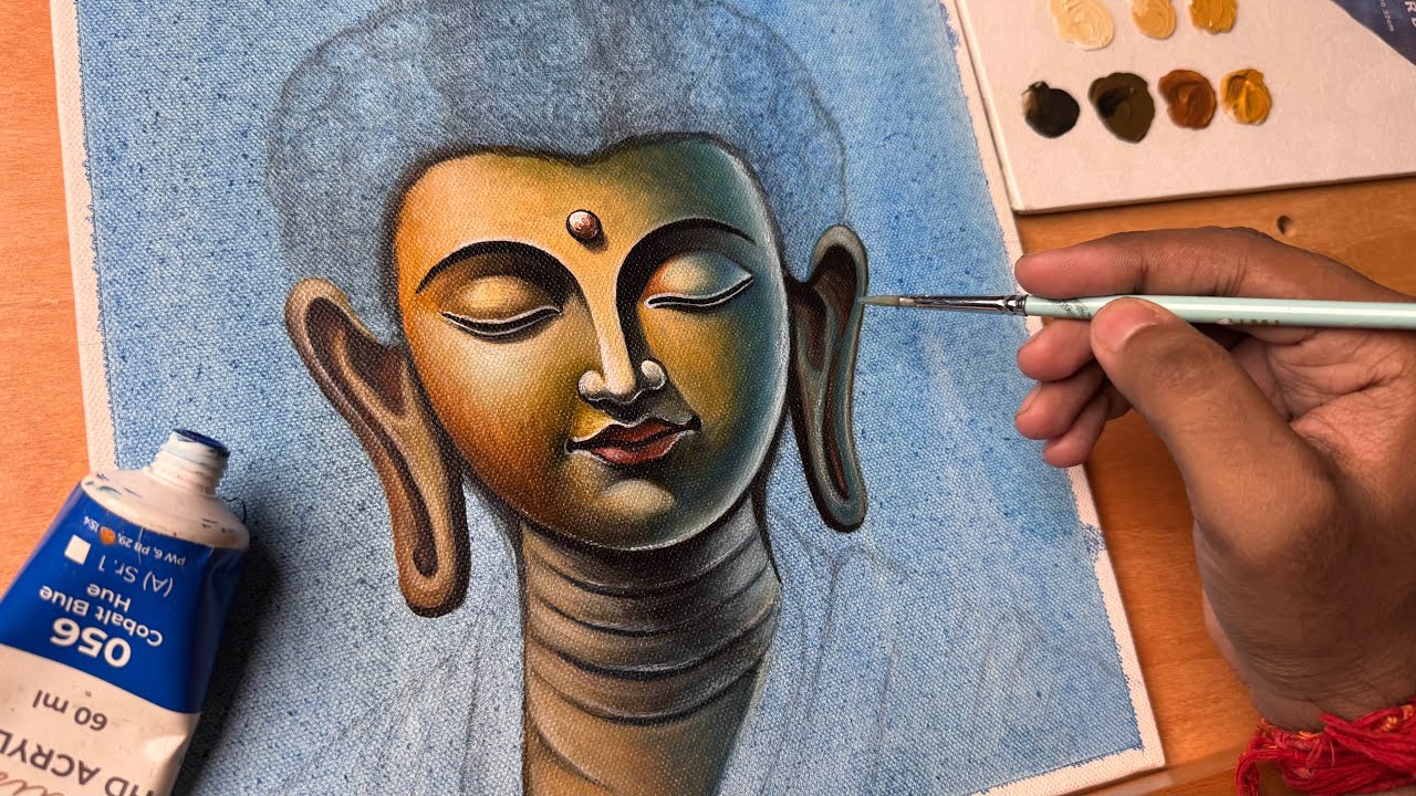 Gautam Buddha Painting,  Buddha Drawing,  Acrylic Painting Tutorial 😍