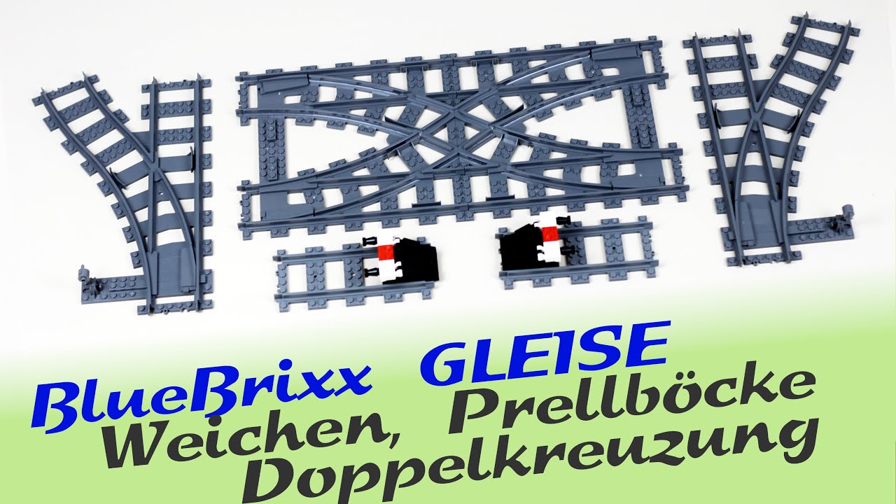 ◄ BLUEBRIXX GLEISE ► Doppelweiche macht Probleme (+ Lösung !), Weichen und Prellböcke im großen Test