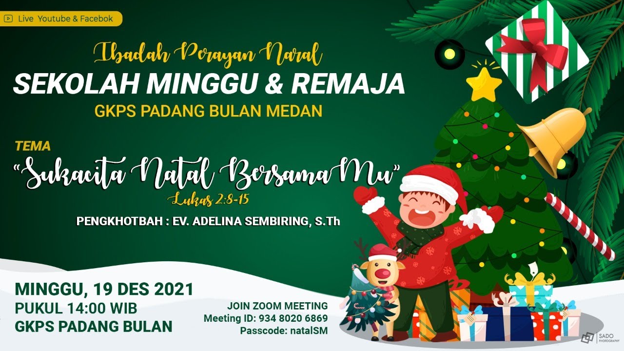 NATAL SEKOLAH MINGGU GKPS PADANG BULAN MEDAN | Ev. Adelina Sembiring, STh| Minggu 19 Des 2021