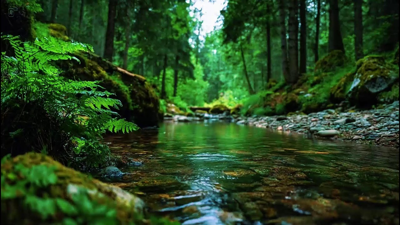 Tranquil Forest Soundscape | Relaxing River Water Sounds | Gentle Birdsong in the Forest