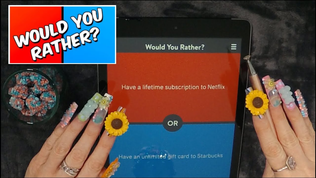 ASMR Eating Nerds Gummy Clusters & Would You Rather On iPad