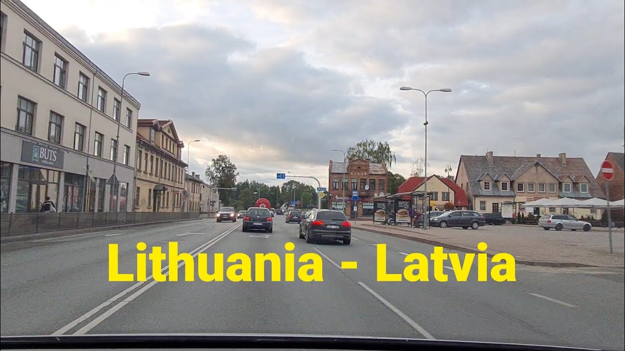 Roads from Lithuania to Latvia. Raubonys park to Bauska cyti. Road A7 E67.