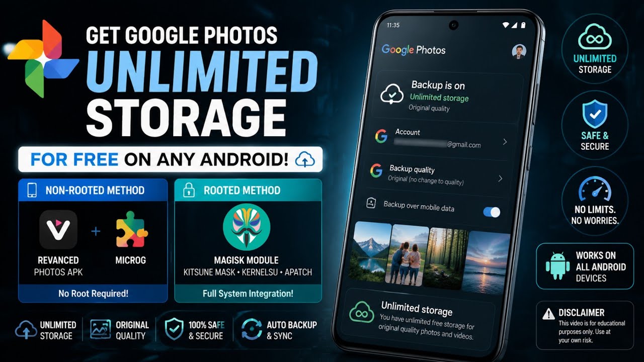 FREE Unlimited Google Photos Storage on ANY Android!📱(Revanced + MicroG 2026) 🔥