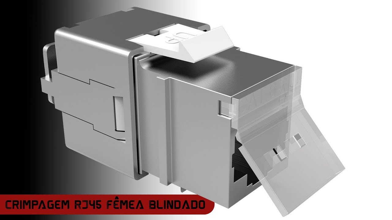 Crimpagem conector fêmea RJ45 (M8V) blindado (F/UTP)