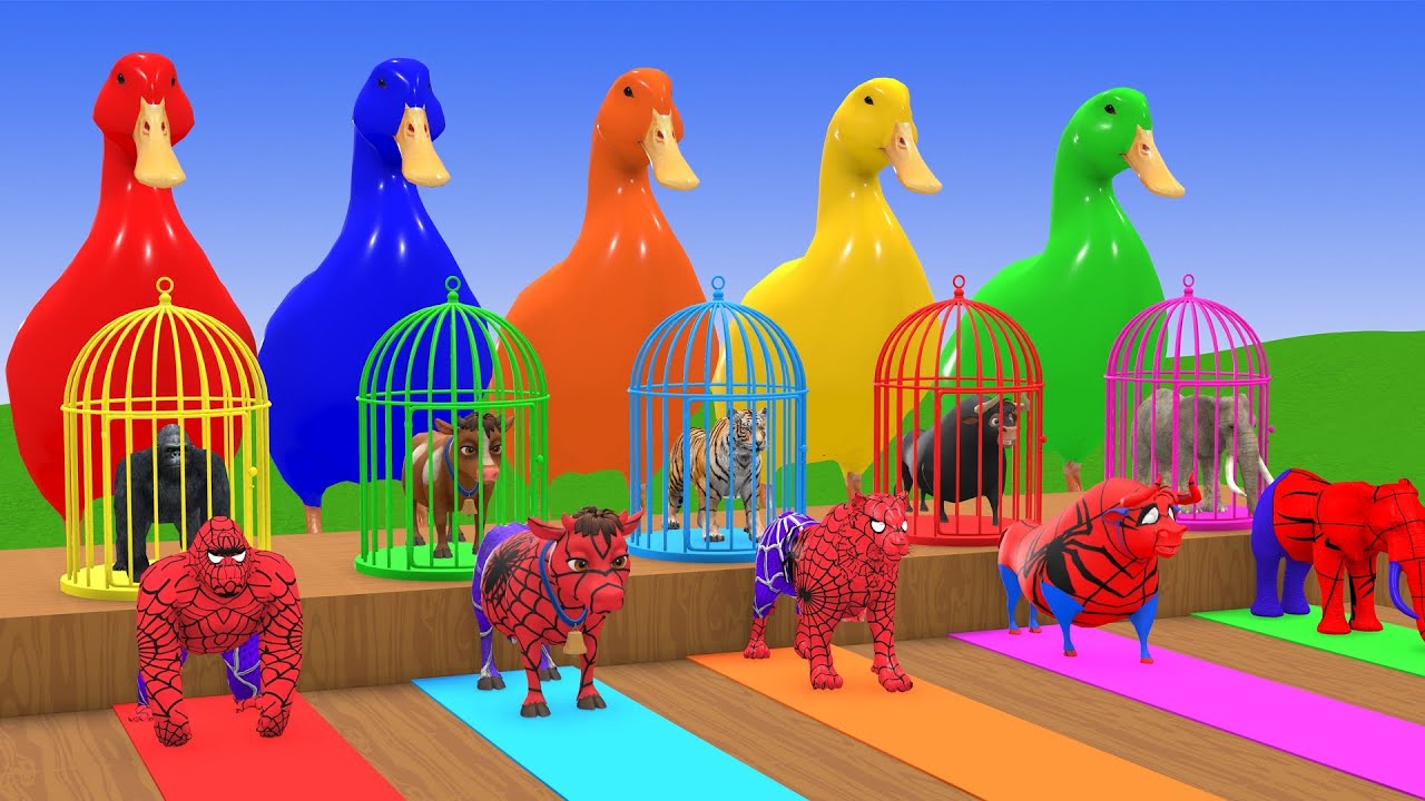 Long Slide Game With Elephant Gorilla Buffalo Hippopotamus Tiger 3d Animal Game Funny 3d Animals
