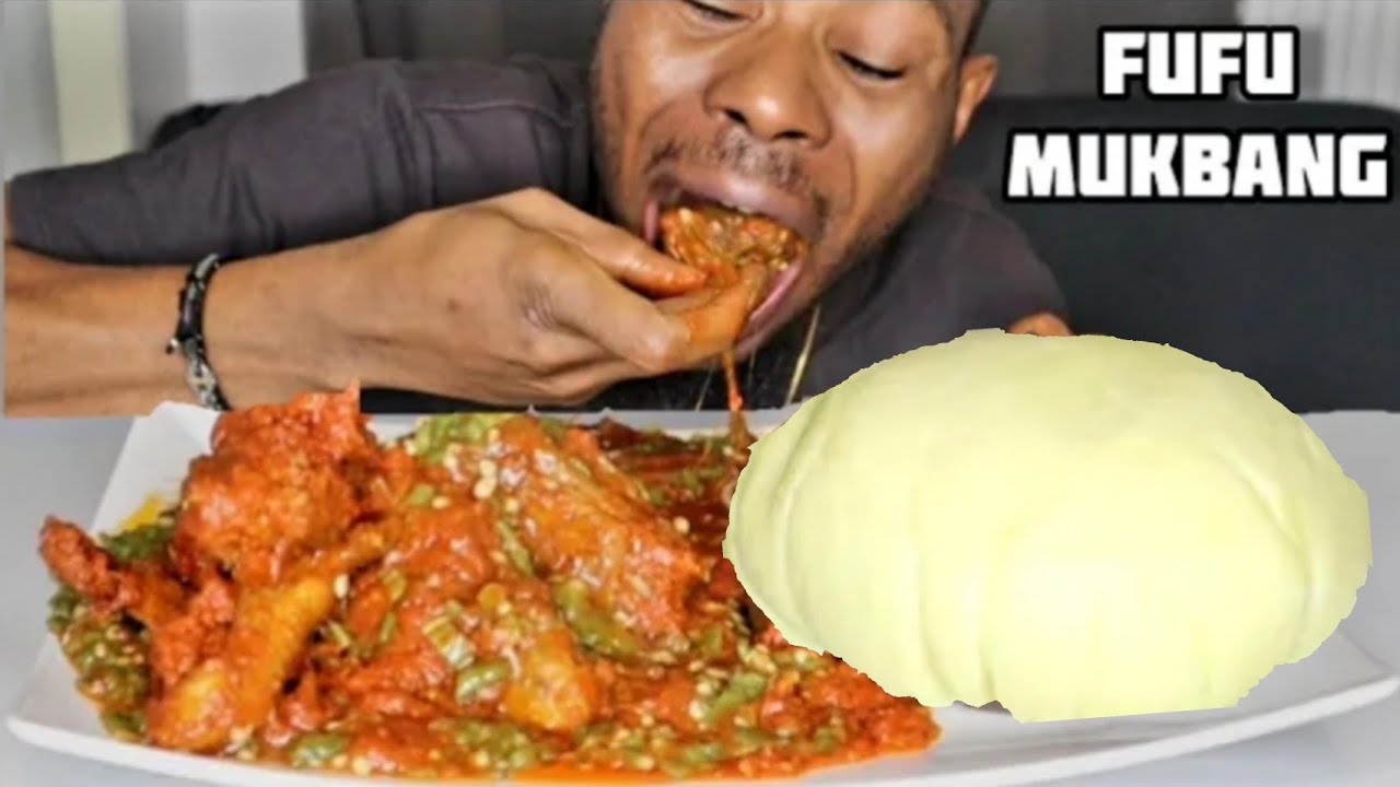 Fufu And Okra Stew With Goatmeat / Mukbang / African Food Challenge / Speed Eating Show | How to Eat