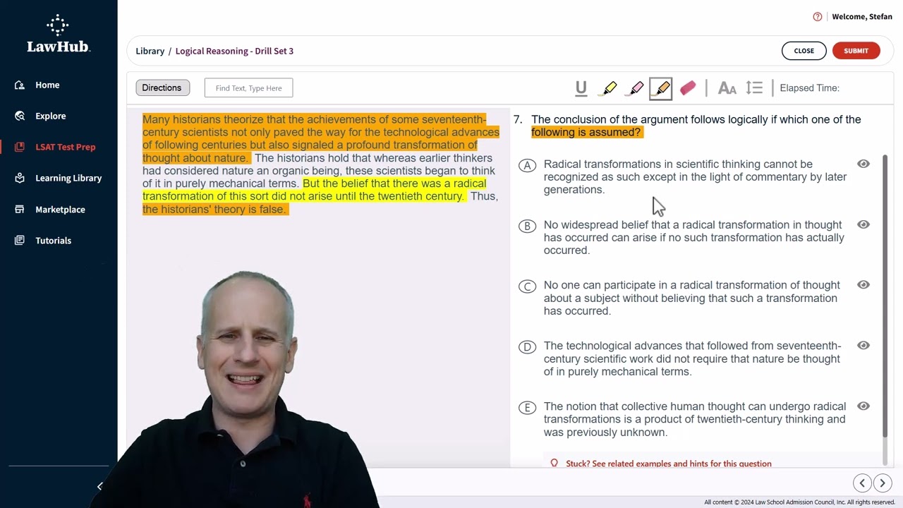How to ID an Assumption within a Complex LSAT Argument Using LawHub Logical Reasoning Drill Set 3
