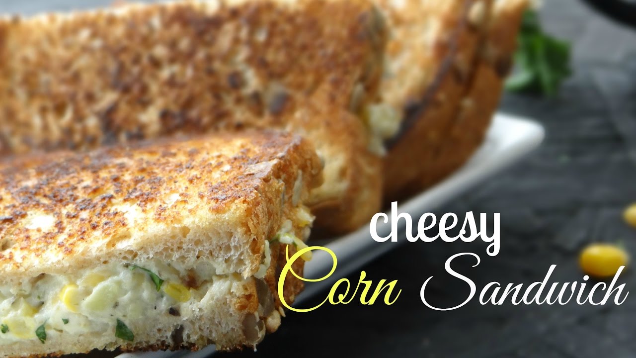 Cheesy Corn Sandwich Recipe - How to make Cheesy Corn Sandwich