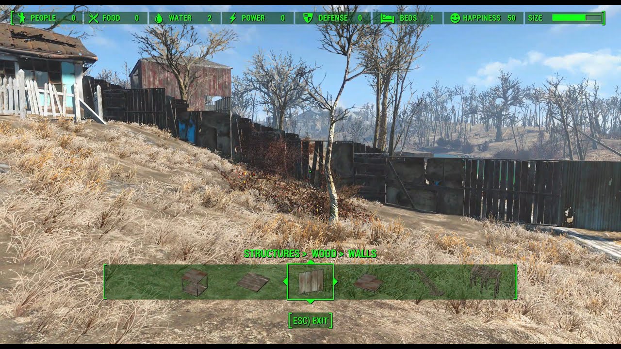 Fallout4 Building a junk wall up a slope