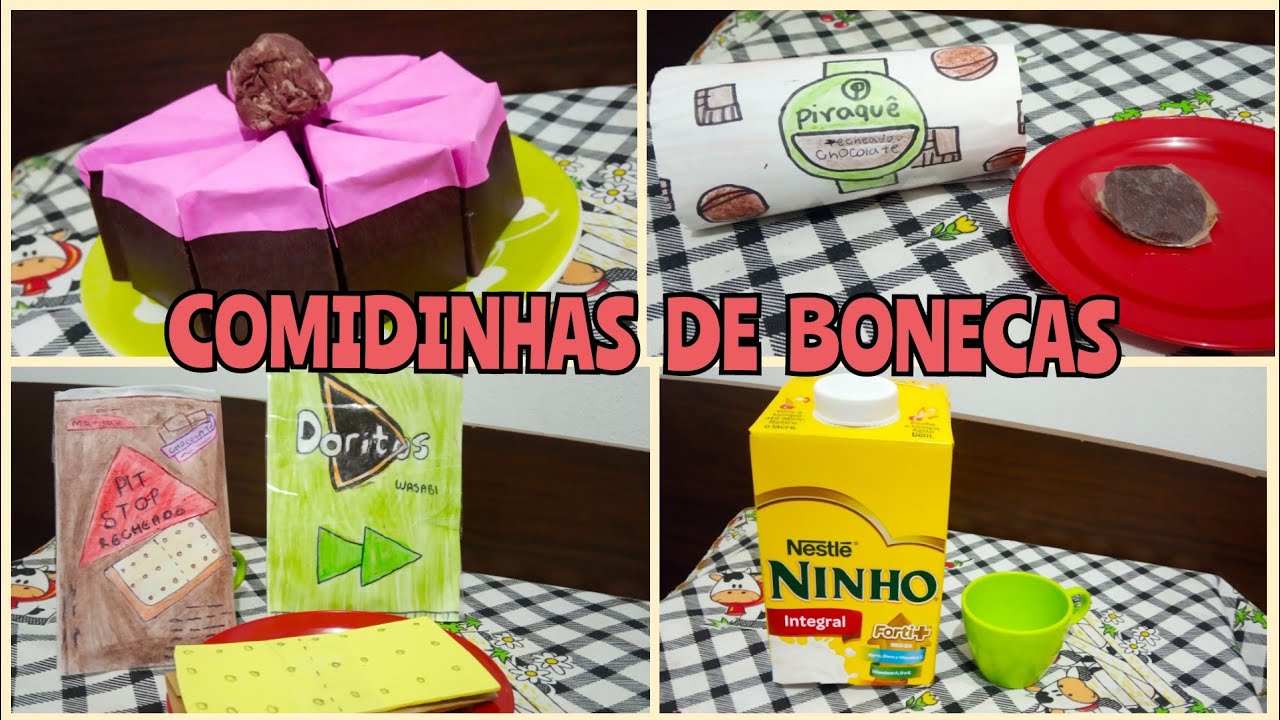 Como fazer Comidinhas para bonecas 🍰🥛🍪