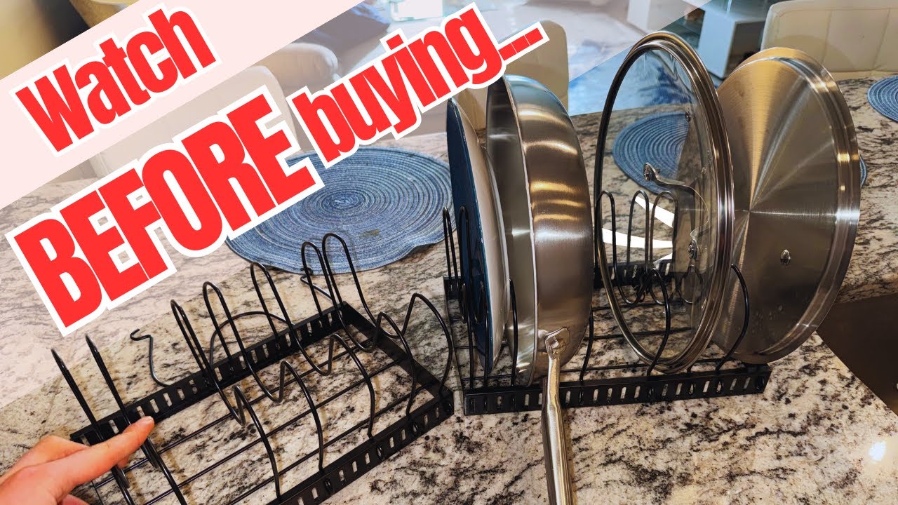 Review of 2PACK Pot Lid Organizers Inside Cabinet for Kitchen, Pots and Pans Organizer Under Cabinet