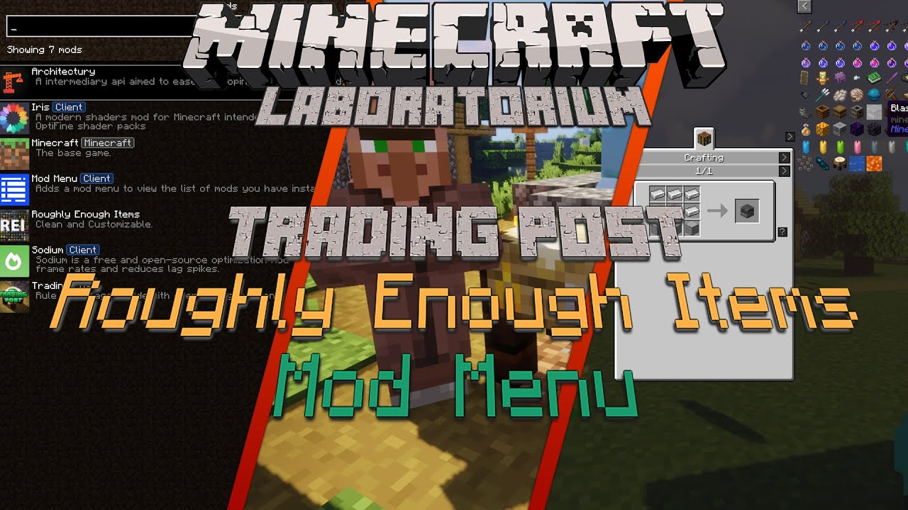 Laboratorium Modów - Mod Menu | Roughly Enough items | Trading Post [MINECRAFT FABRIC 1.19.1]