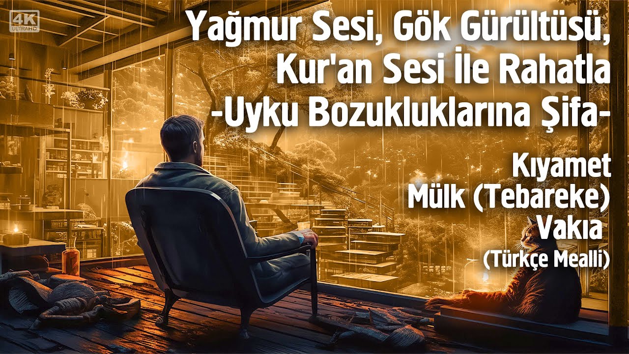 Yağmur Sesi, Gök Gürültüsü, Kur'an Sesiyle Rahatla - Uyku Bozukluklarına Şifa - Kıyamet, Mülk, Vakıa