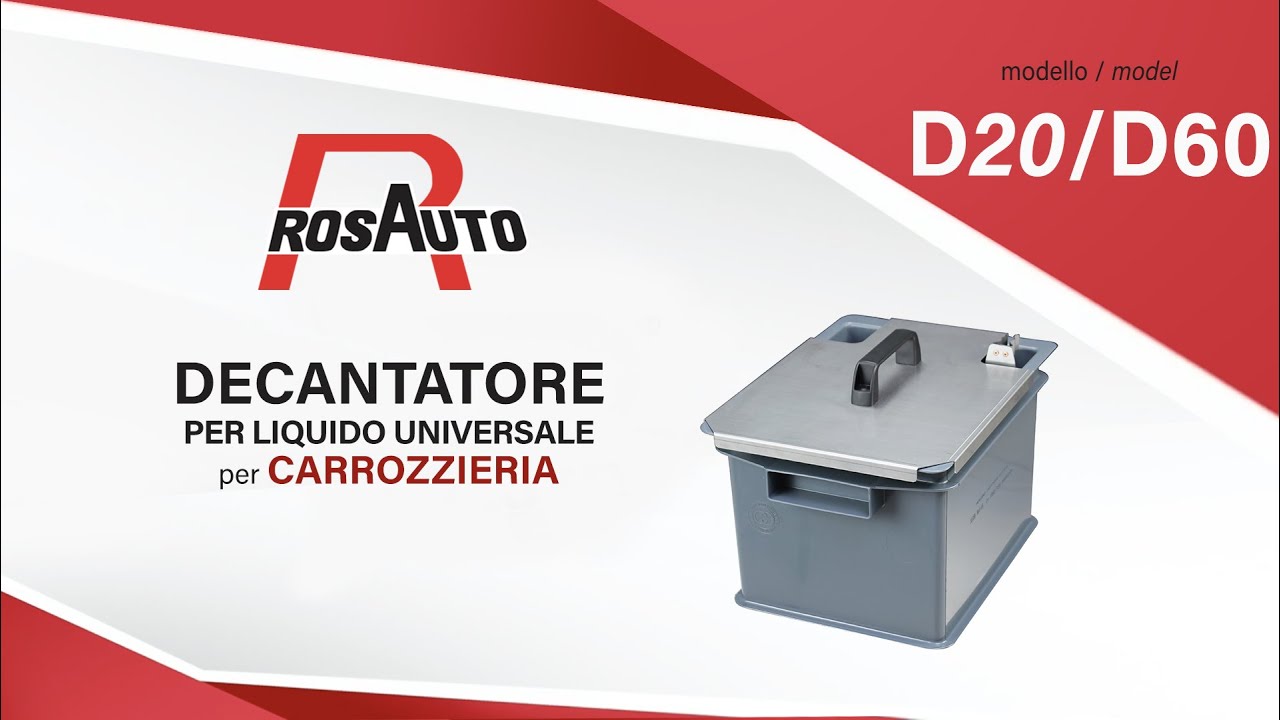 D20/D60 italiano: DECANTATORE PER LIQUIDO UNIVERSALE (UNICLEANER)