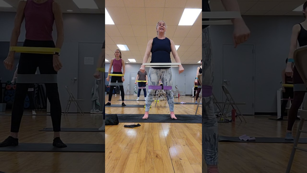 Barre class, with chair and loop bands 
