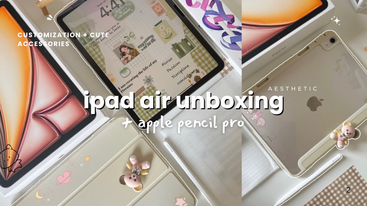 2025 Apple iPad Air M3 + Apple Pencil Pro Unboxing | Aesthetic Accessories & Customization