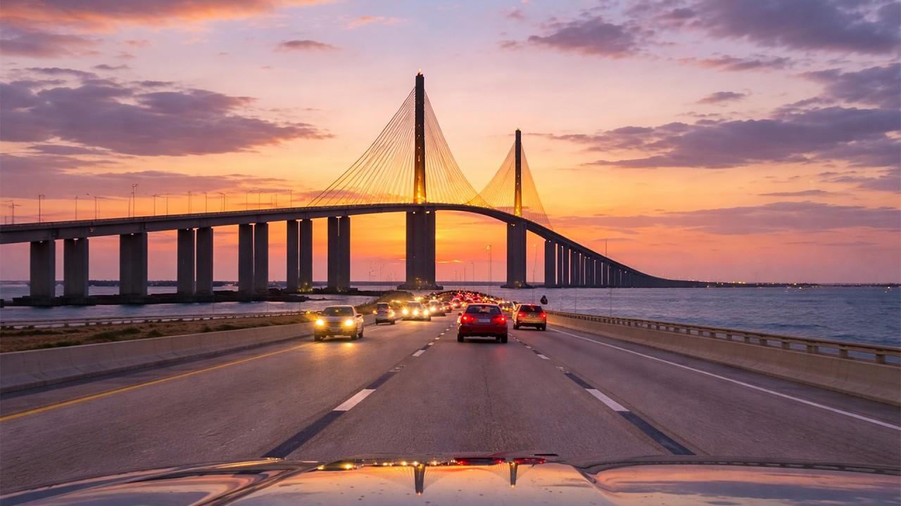Driving in Florida 🇺🇸 | Sarasota to St. Petersburg | Evening Highway POV