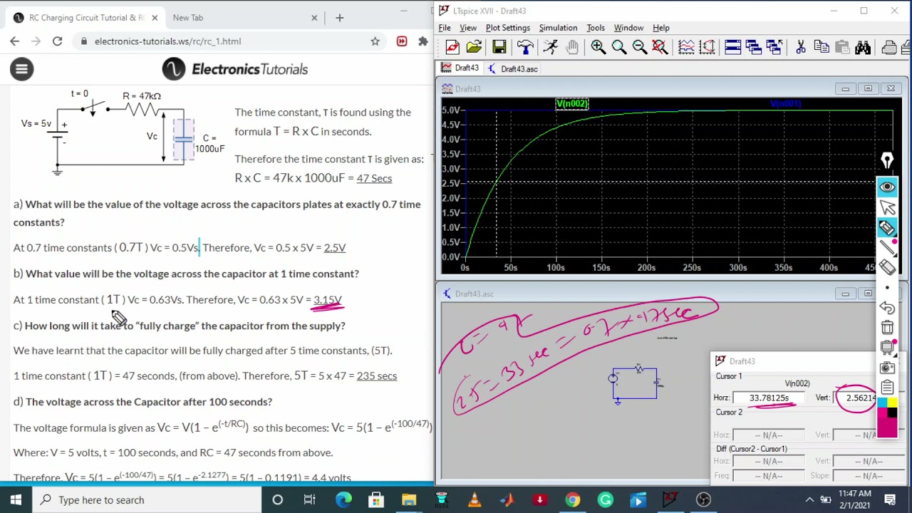 Lt spice simulation of RC charging circuit