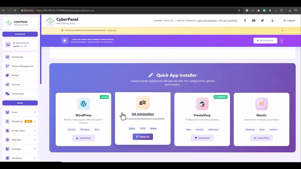 cyberpanel domain connecting