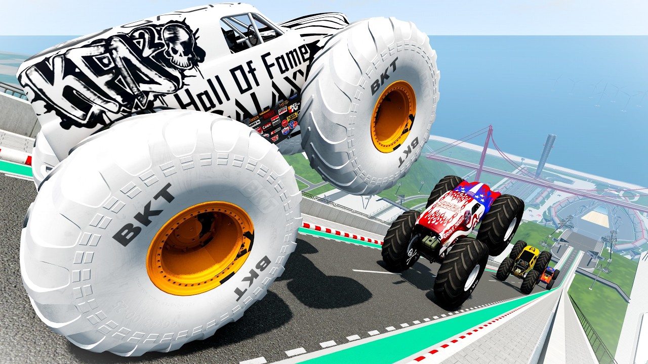Epic High Speed Monster Truck Jumps And Crashes #099 - BeamNG Drive