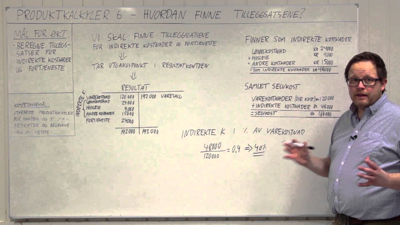 Produktkalkyler 6 - hvordan finne tilleggssatsene?