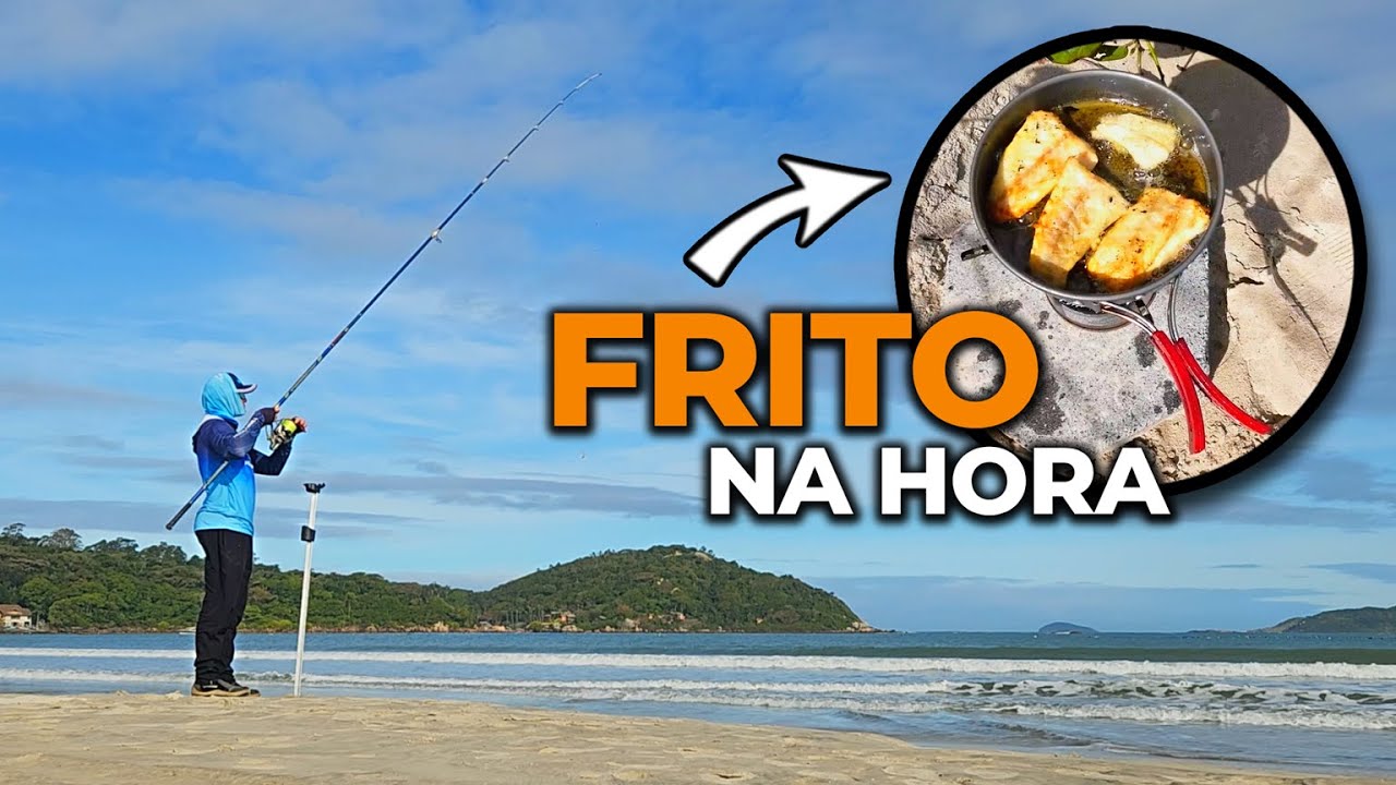 Essa isca SALVOU o meu ALMOÇO! PESQUEI e FRITEI na PRAIA