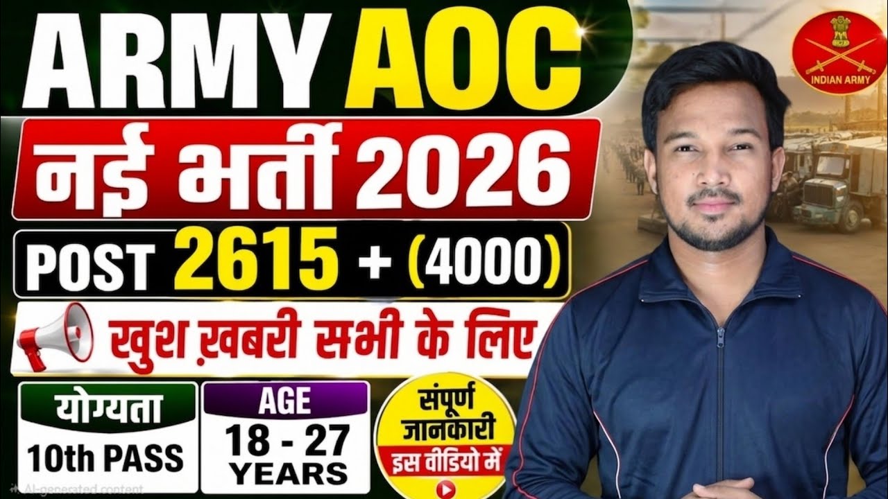 Army AOC New Vacancy 2026 | AOC Recruitment 2026 10th Pass, Age Limit, Height, Form Date & Selection
