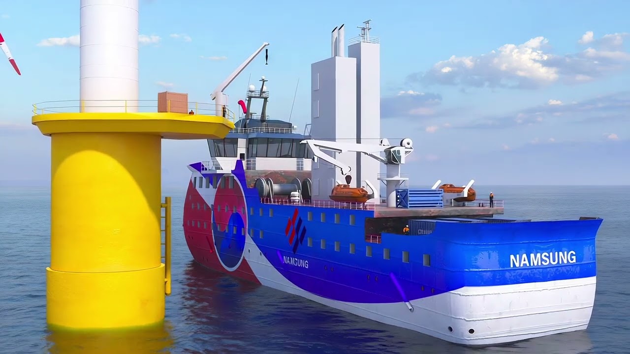 offshore vessel interacting with an offshore wind turbine foundation