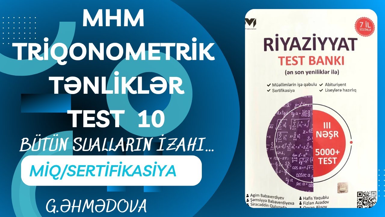 MHM Triqonometrik tənliklər Test 10 #miq #sertifikasiya @gunayehmedovariyaziyyat