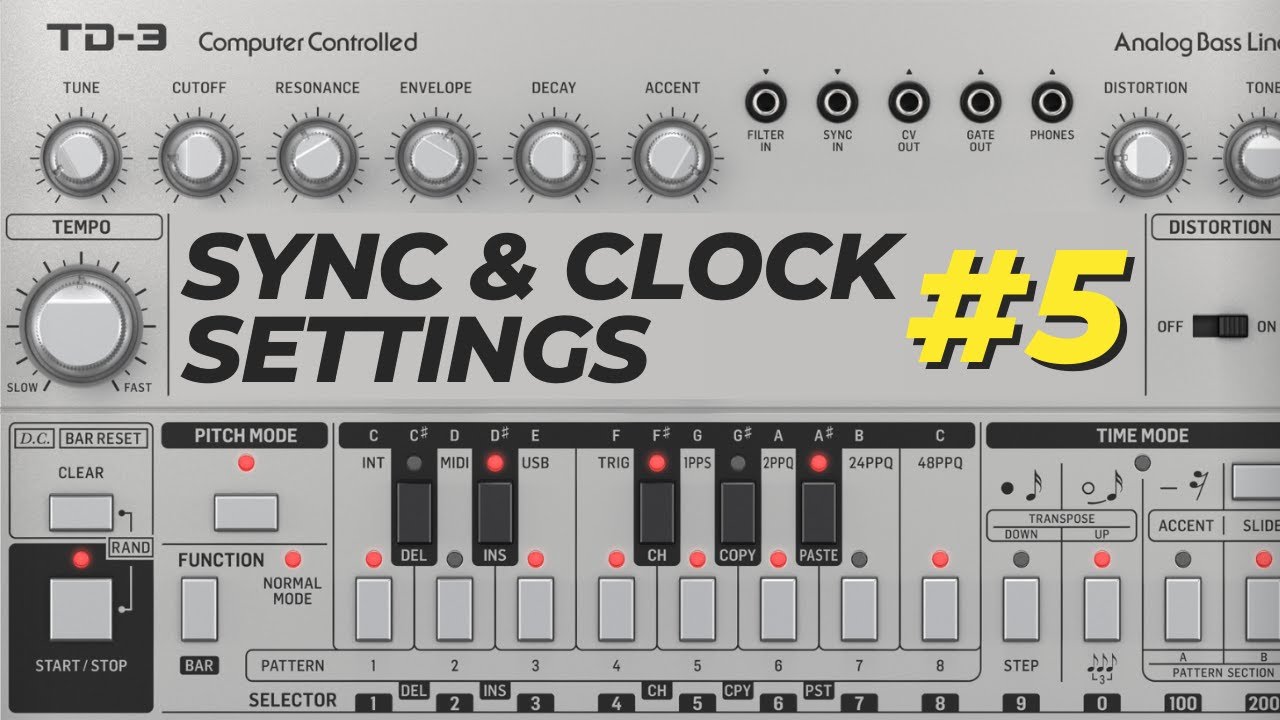 Sync and Clock Settings | Behringer TD-3 Tutorial