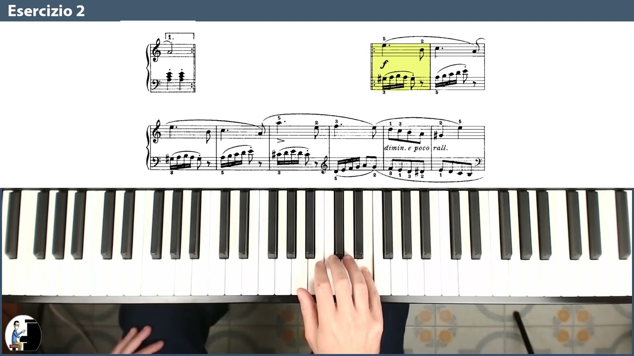 Burgmuller op.100 esercizio 2, Arabesque. Mano destra, 40 bpm