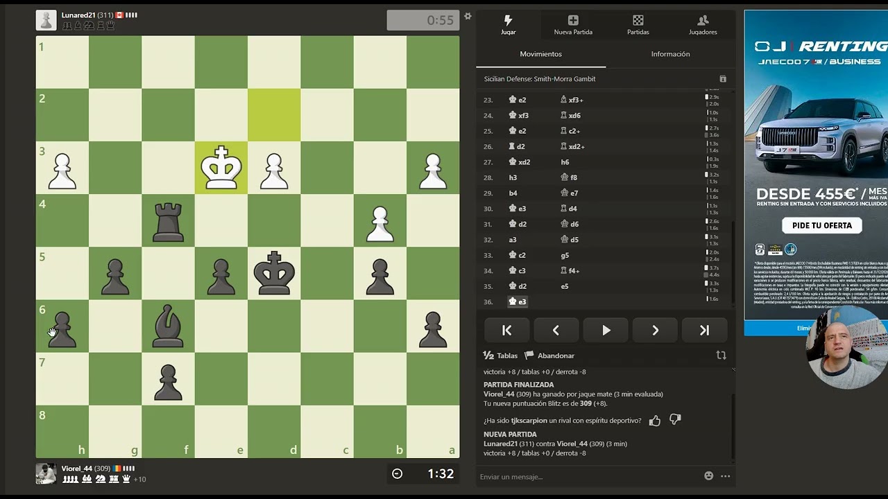 Partidas de ajedrez a tres minutos comentadas 28