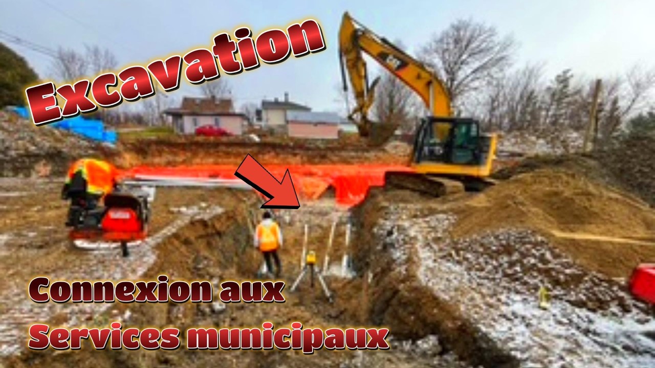 Excavation! Connexion aux services municipaux d'un multi logement. Aqueduc, sanitaire et pluviaux.