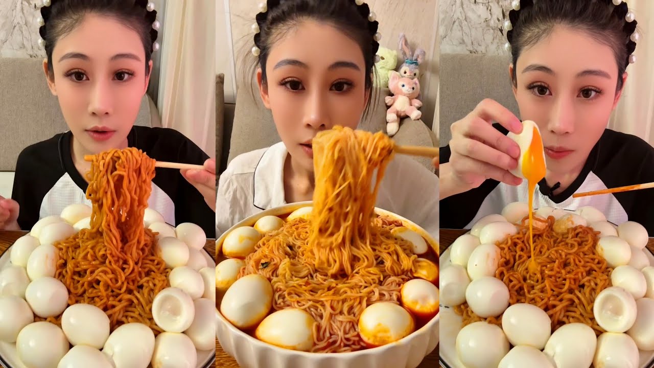Spicy Eating Mukbang Chinese Food Noodles, Eggs🌶️ (chewy sounds) ASMR Chinese Foods 吃播 吃 Mukbang