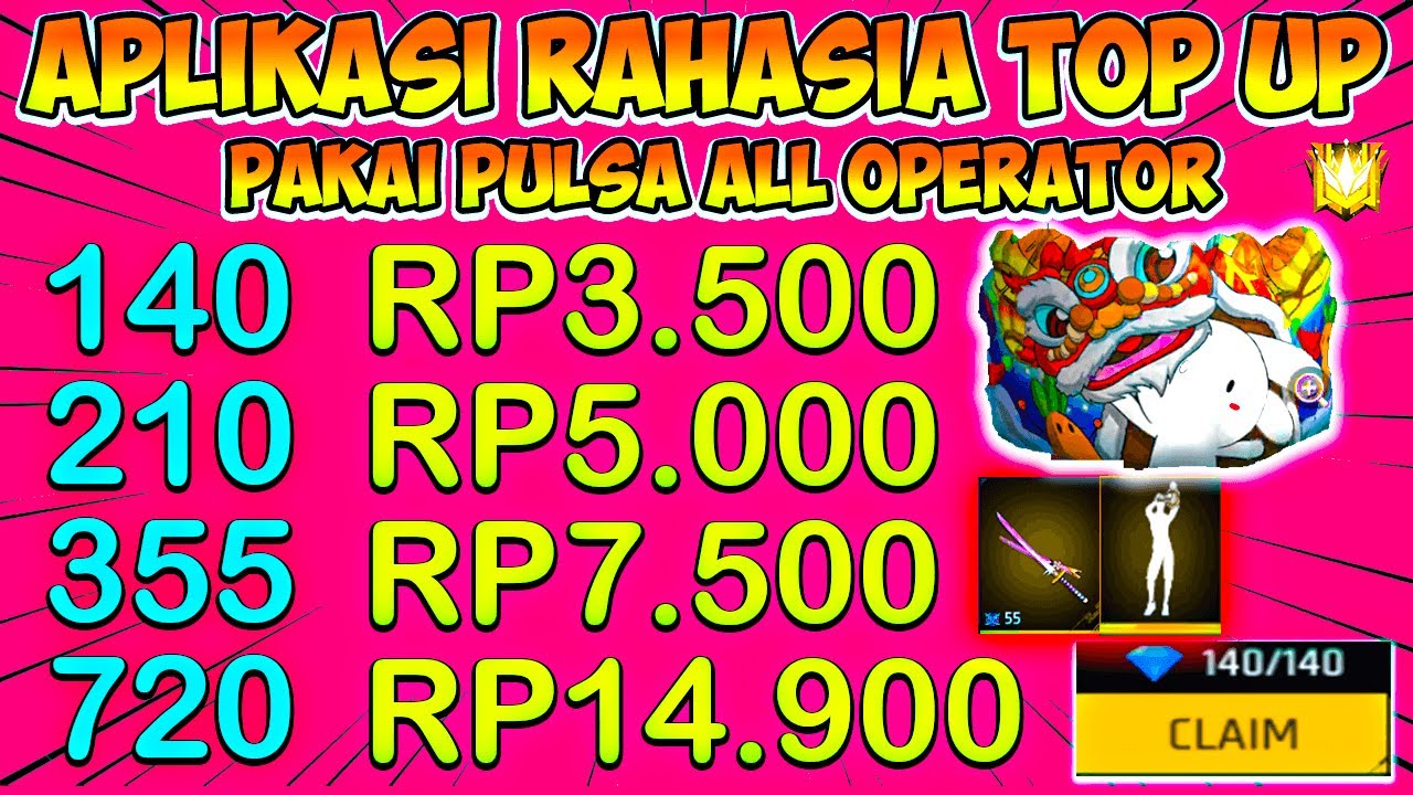 TOP UP FREE FIRE MURAH❗140 DM Rp3.000❗BISA PAKAI PULSA | LEGAL/AMAN MARET 2023