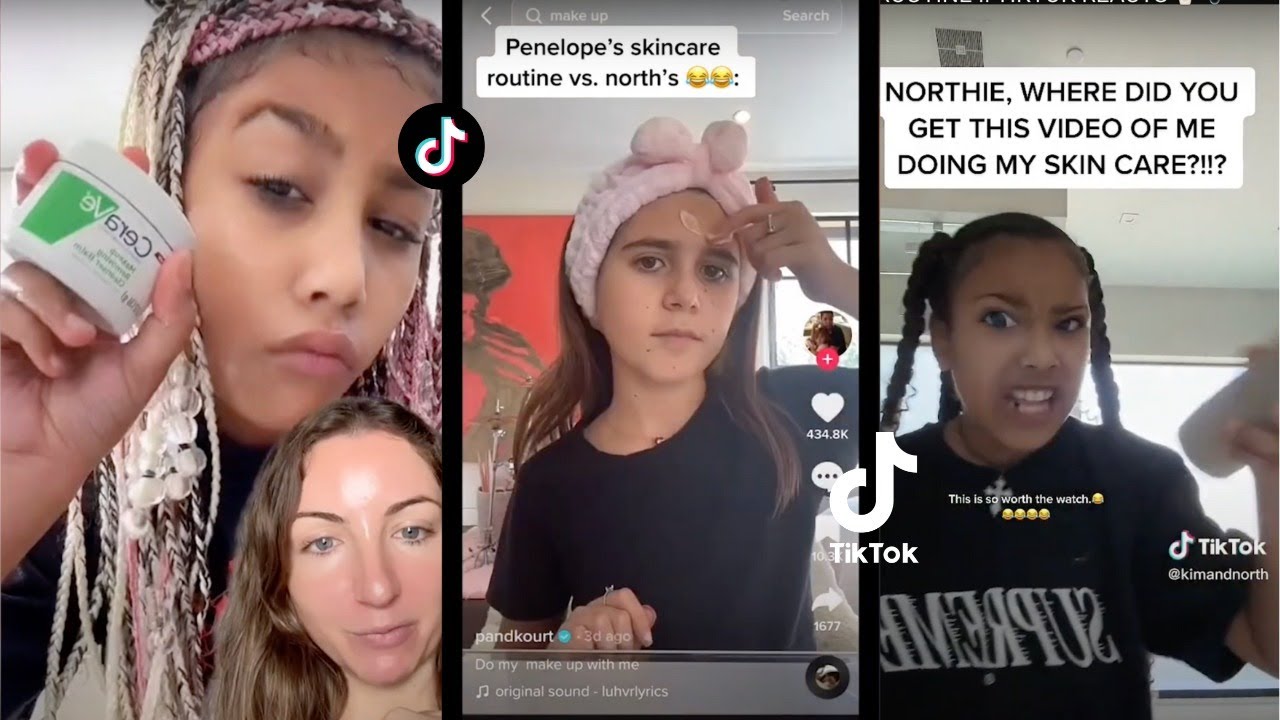 North West and Penelope Disick SKINCARE ROUTINE !! TIKTOK REACTS 🧴🫧