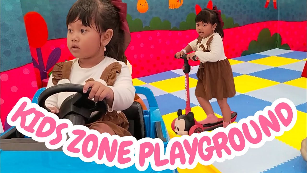 SHELLIN BERMAIN DI PLAYGROUND KIDS ZONE || PEROSOTAN SKUTER MOBIL-MOBILAN TAMAN BERMAIN ANAK