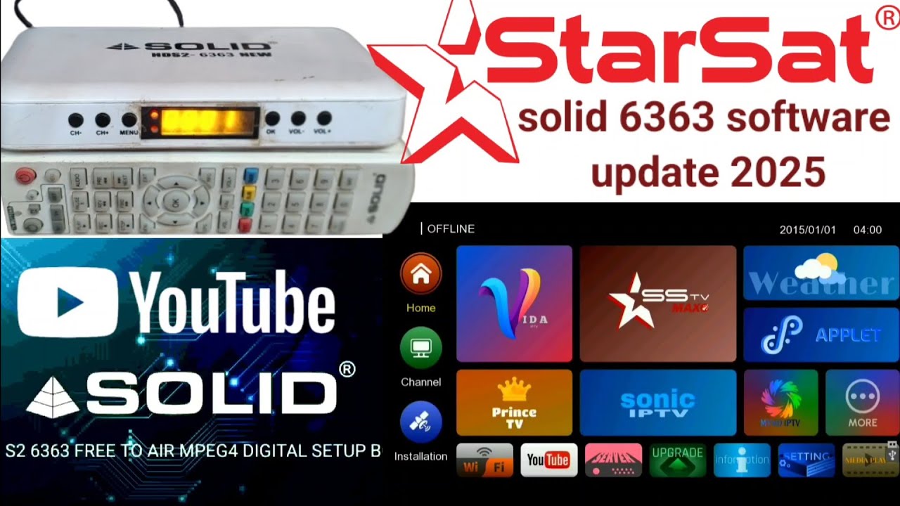 1️⃣ Starsat Latest Software 2025 | Solid 6363 HD Box New Update | GX6605S HW203 100% Working Upgrade