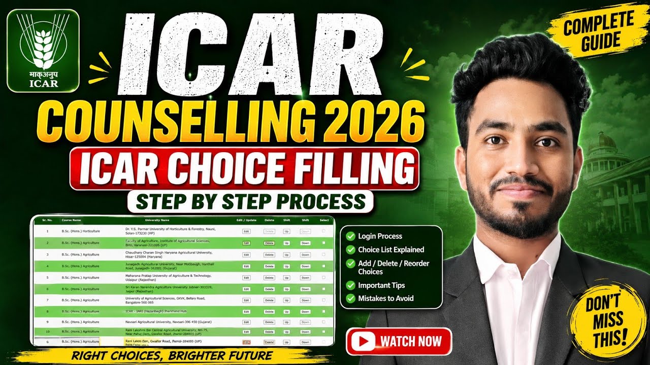 ICAR Counselling🚨Choice Filling Process ✅Step-by-Step Process