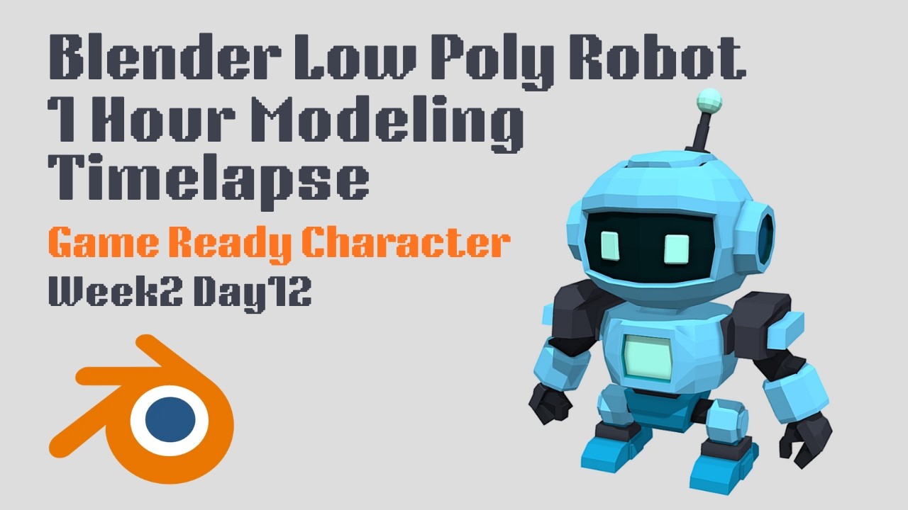 Blender Low Poly Robot Modeling | Game Ready Character | Day12 Timelapse