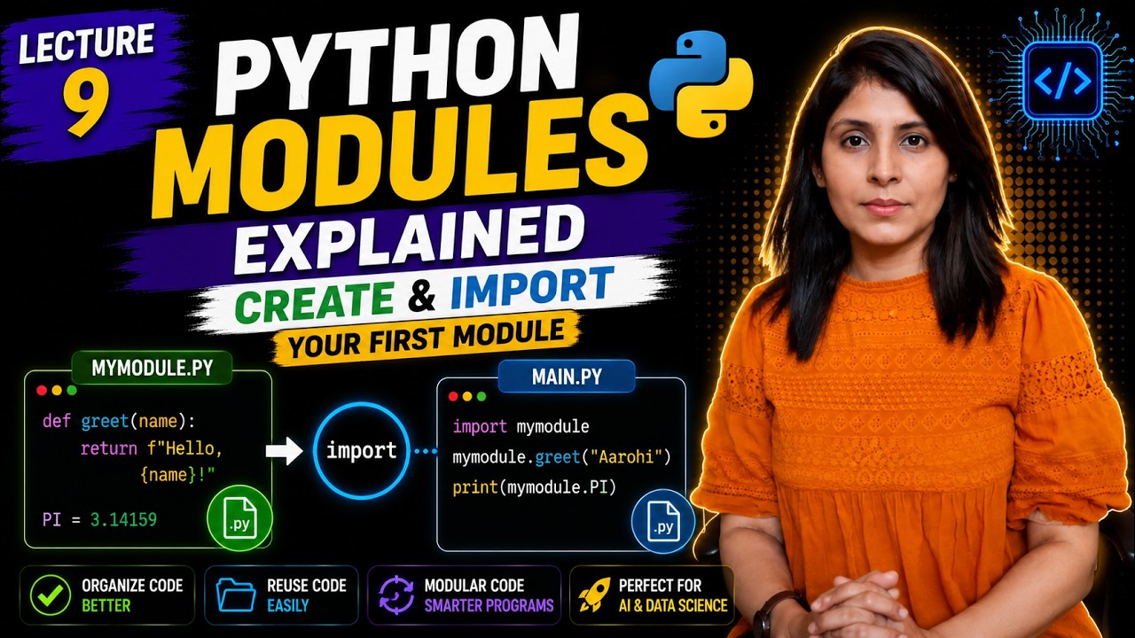 L-9 What are Modules in Python? | Create and Import Your First Module