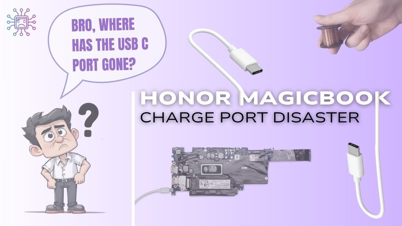 Honor Magicbook USB C charge port Disaster: Repairing a common trace failure issue.