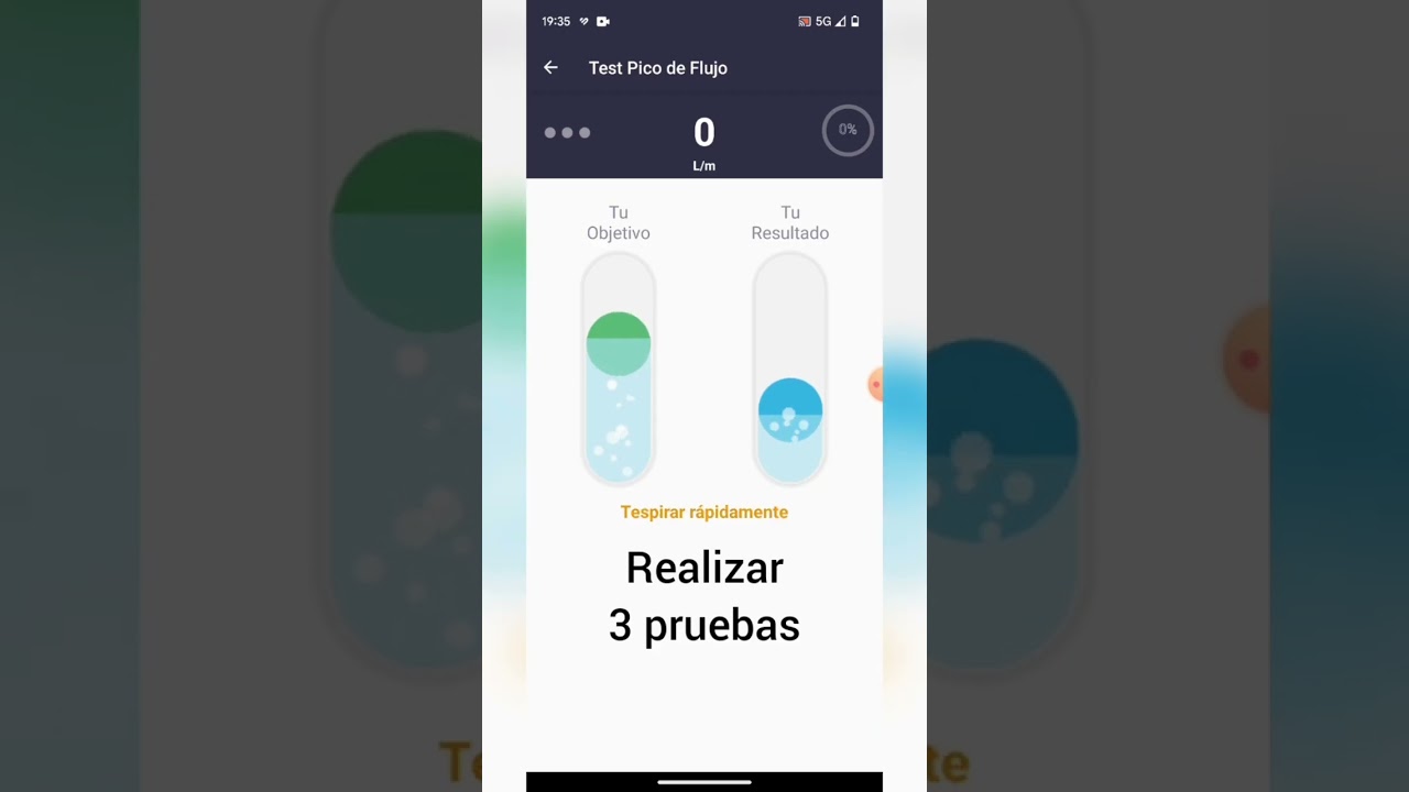 Espirómetro medidor FEV1 y PEF para controlar patología respiratoria obstructiva