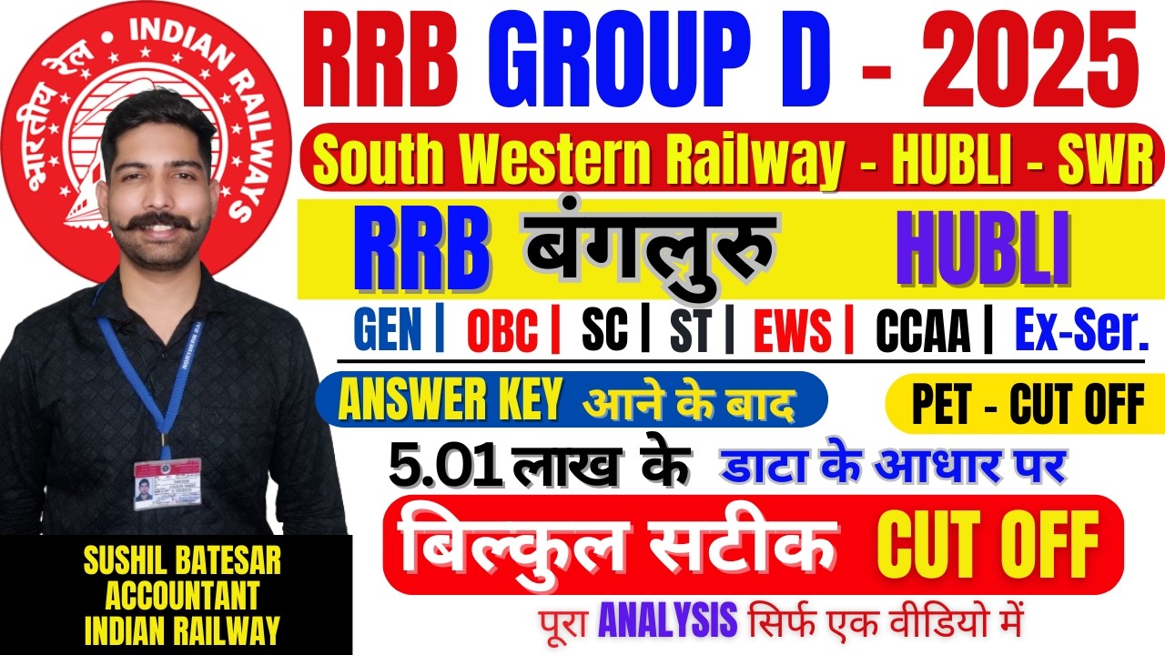 RRB Bangalore -SWR Railway Group D 2024 Cut OFF | RRC Hubli NWR | Cut off | RRB Group D Cut off 2025