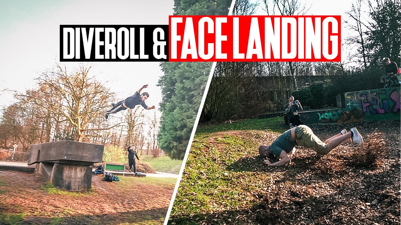 GESICHTSLANDUNG & DIVEROLL Stunt! | Schmerzhafte Parkour Session in Essen | Freerunning Schlappen