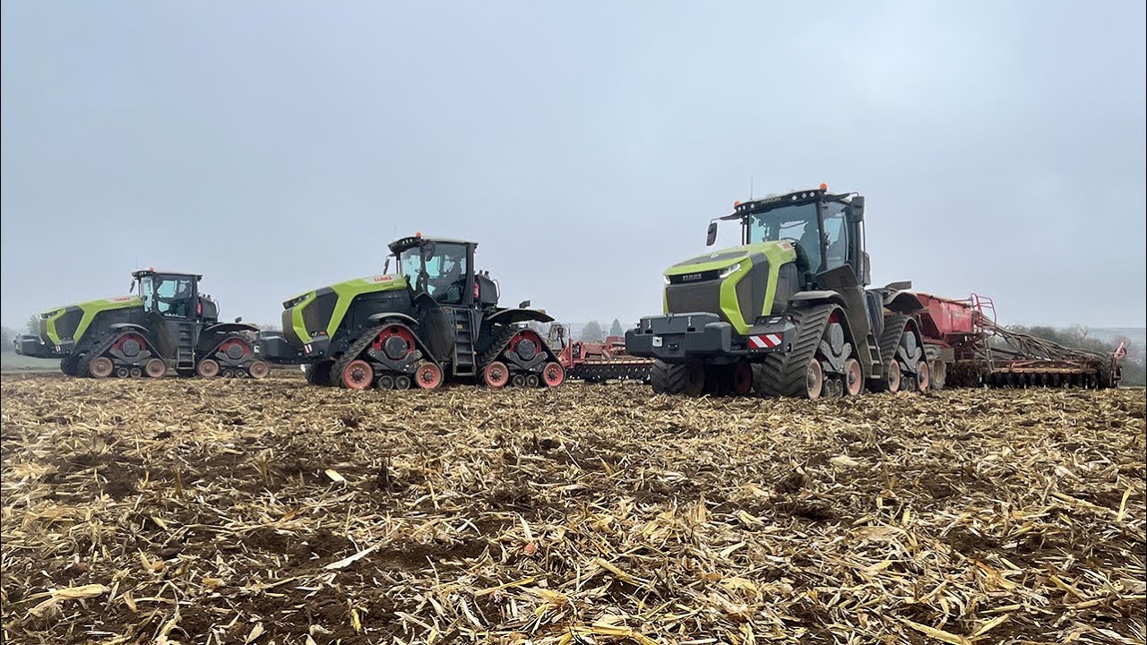Claas Xerion 12.650 Terra Trac and Xerion 12.590 Terra Trac with Väderstad TopDown cultivators in CZ